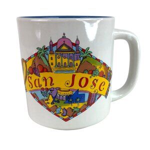 San Jose White Souvenir Coffee Mug Cup Blue Interior 11 oz Ceramic